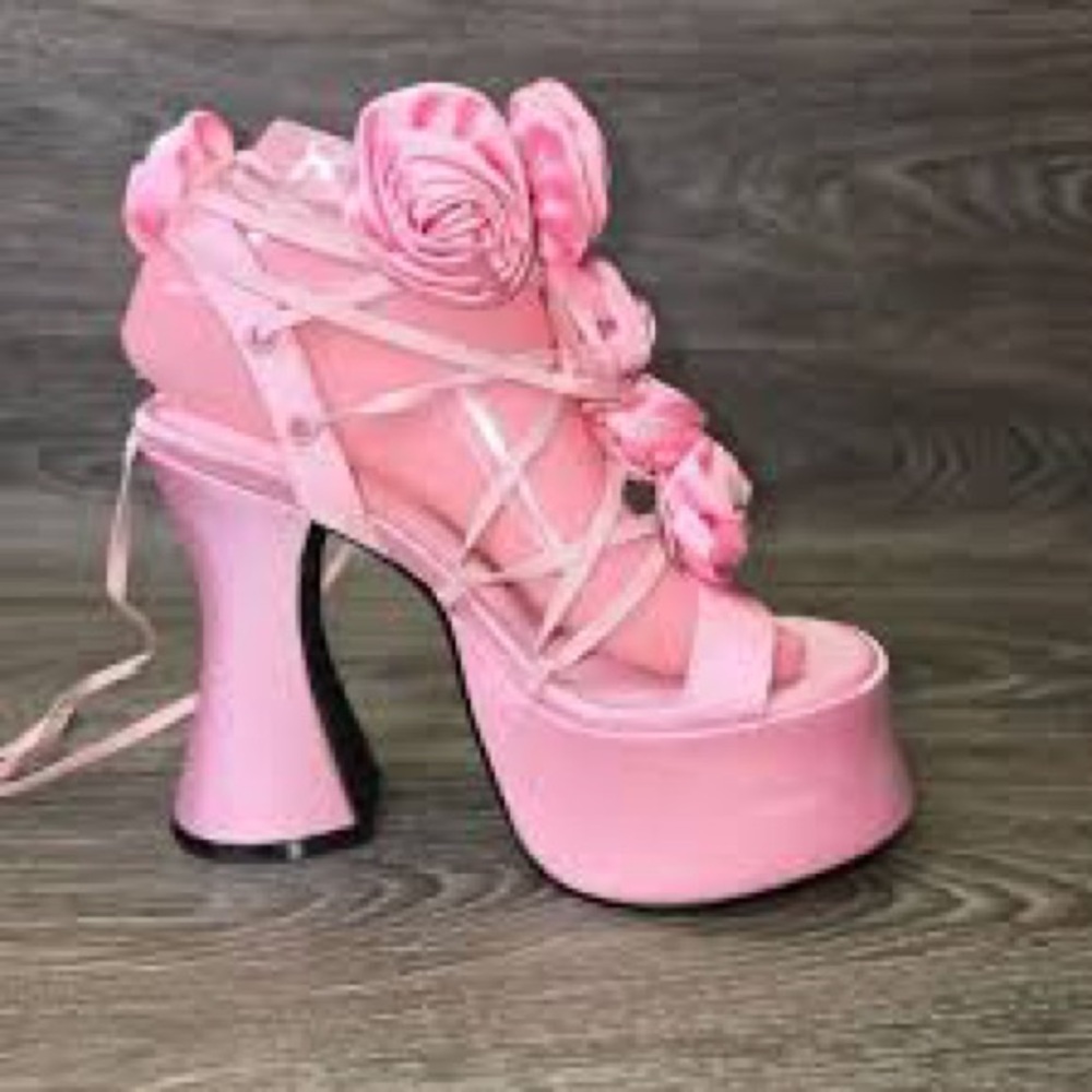 Sugar Thrillz Rosey Pixie Queen Platform Heels - … - image 7
